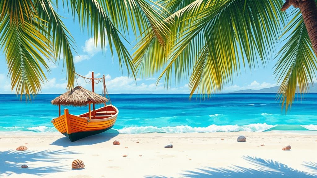 Turquoise Sea Paradise in Neo-Impressionist Style