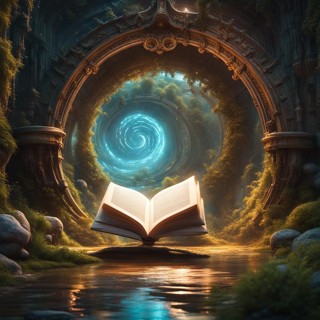 Sci-Fi Portal to Enchanted World, Hyperrealistic Art