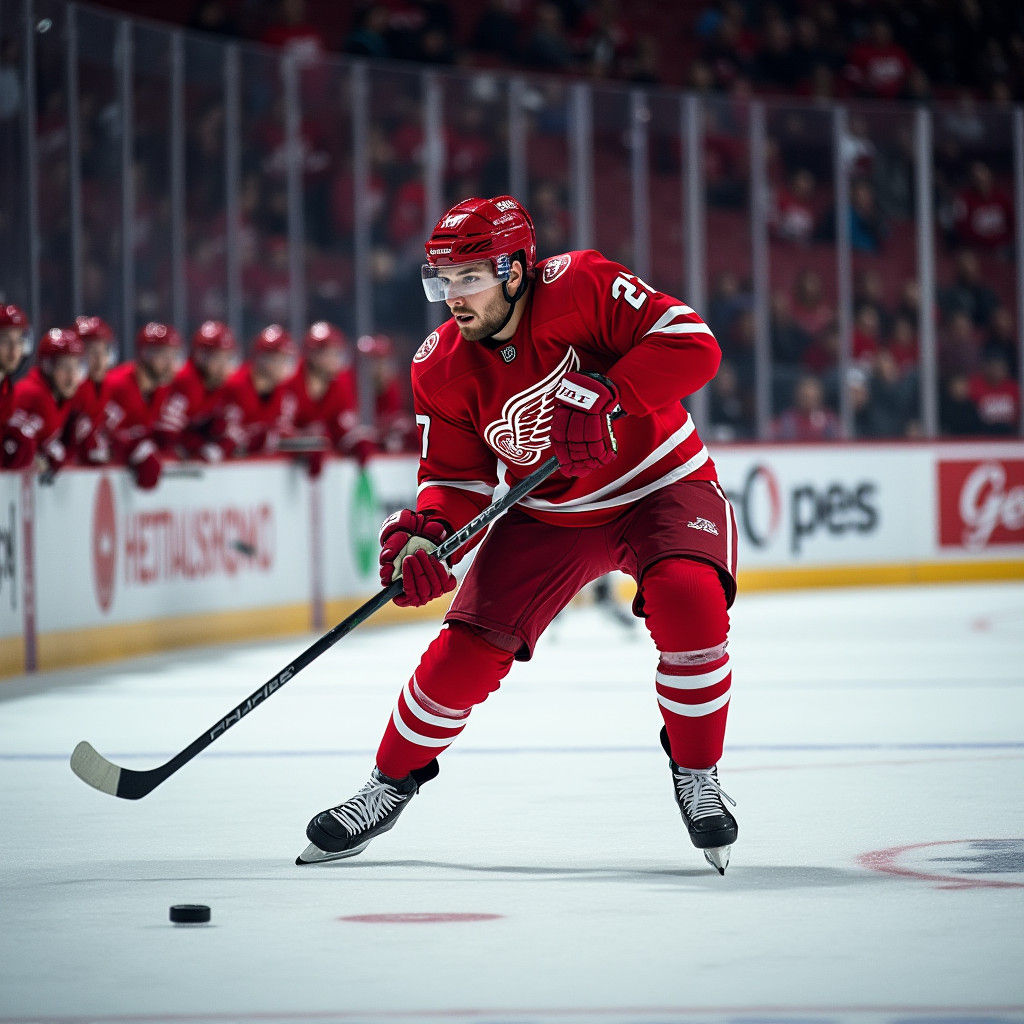 Hockey Player About to Shoot, Cinematic Film Still