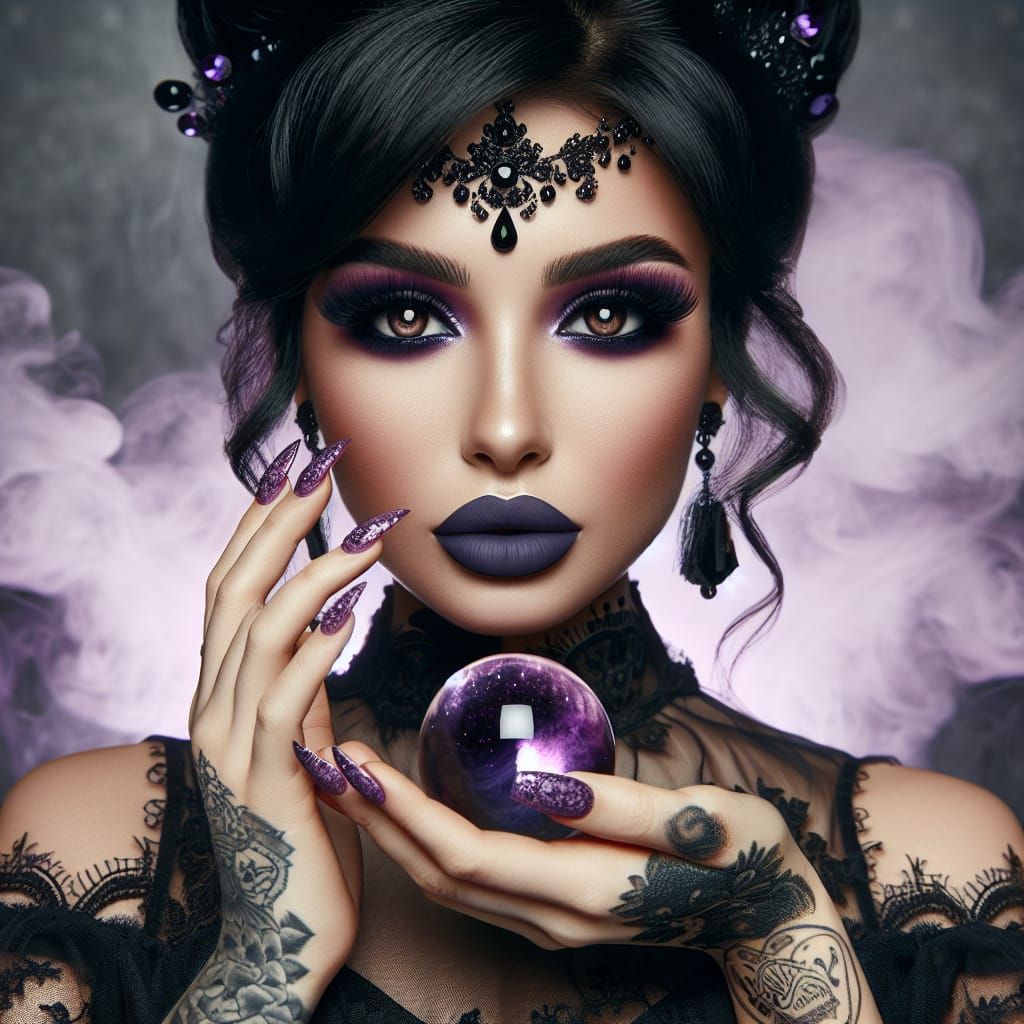 Divine Feminine Figure with Purple Crystal Ball