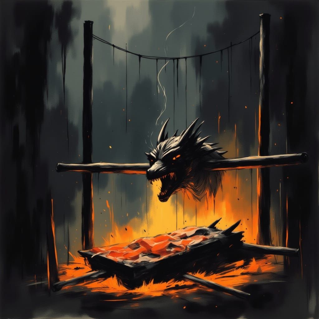 Whimsical Dragon Head BBQ in Goblin Cave