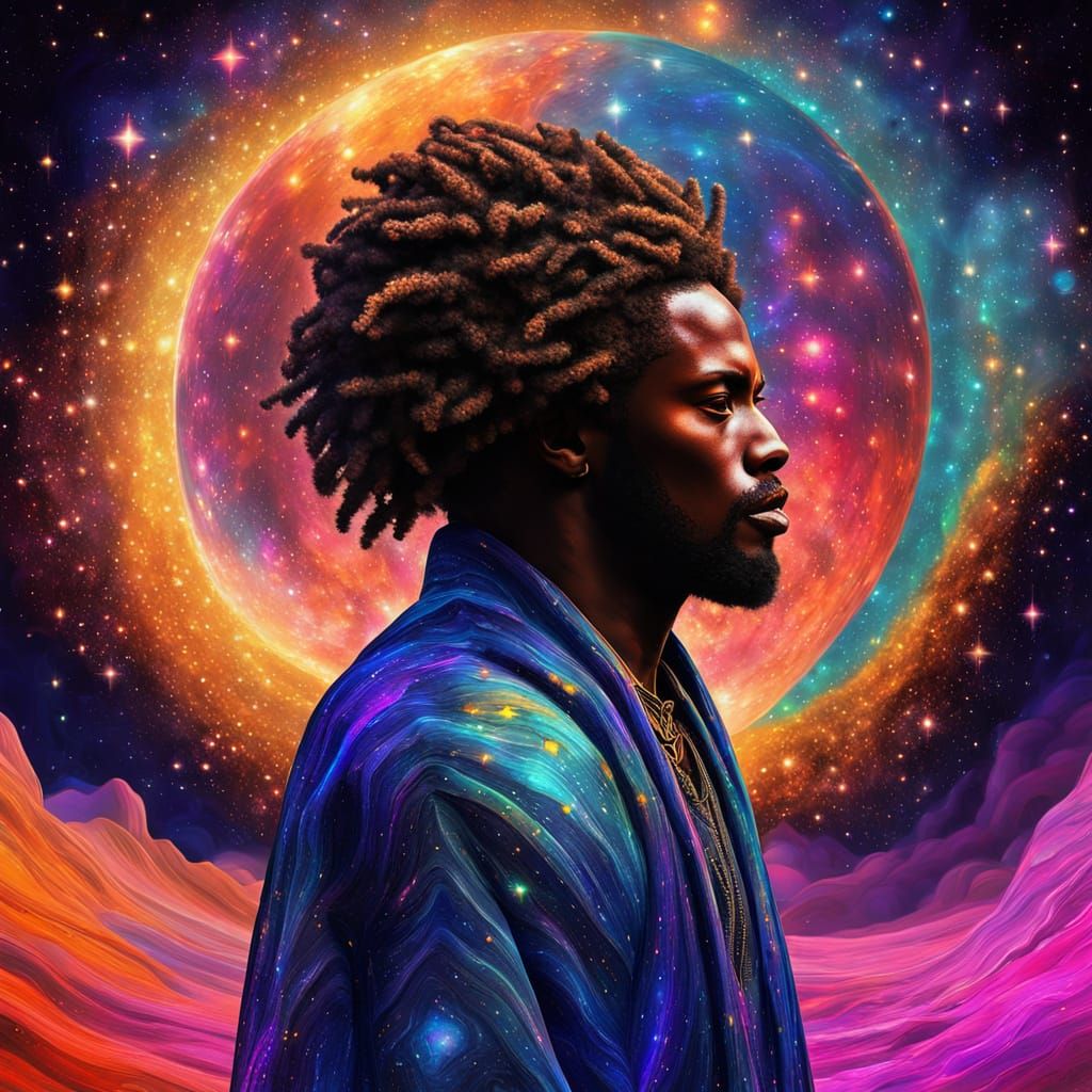 Surreal Afrofuturist God Channels Cosmic Energy