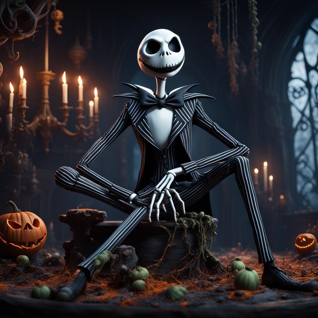 Jack Skellington Matte Painting in Deep Color