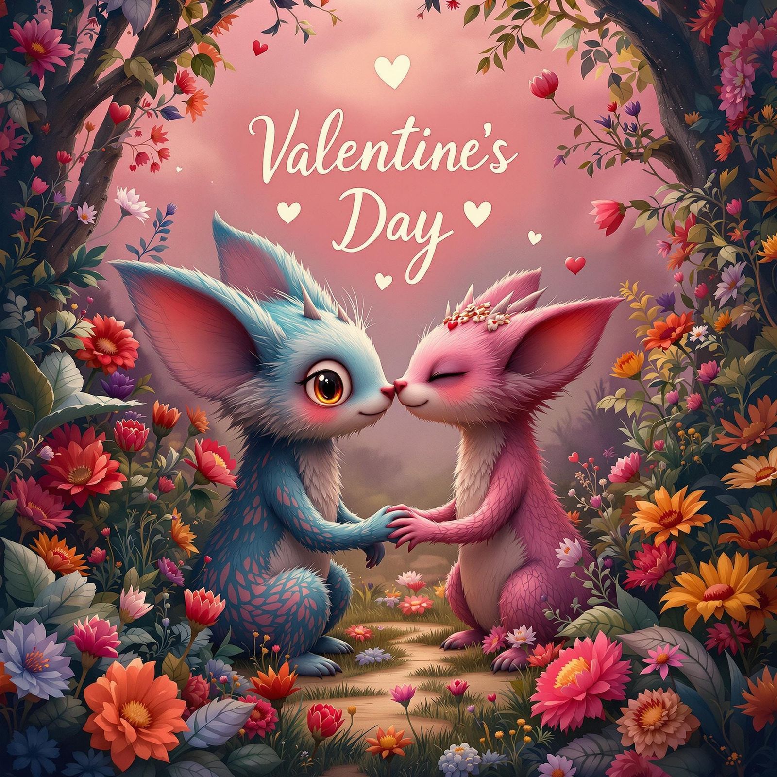 Whimsical Fantasy Creature Celebrates Valentine's Day