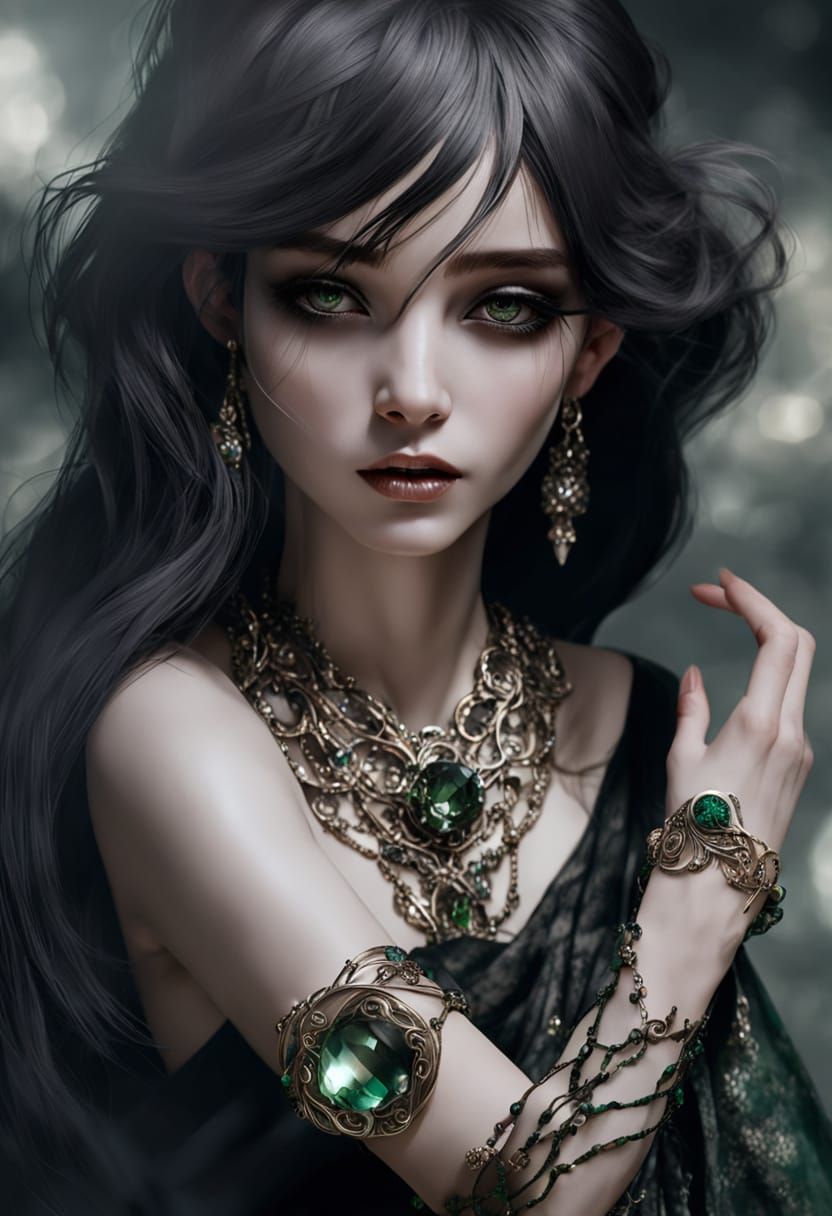 Gothic Fantasy Portrait of a Hauntingly Beautiful Woman