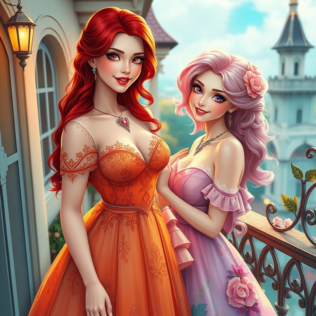 Ethereal Moment of Joy in Art Nouveau Style