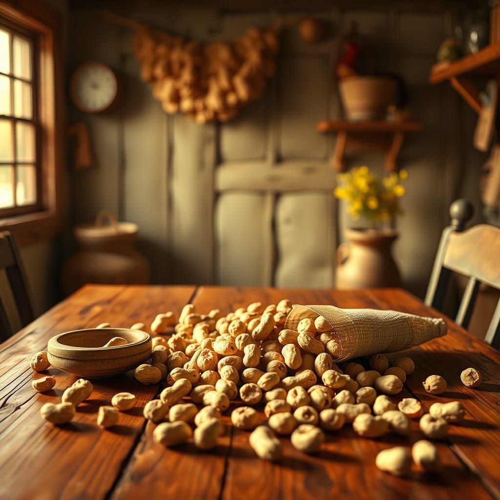 Cozy Rustic Scene with Peanuts