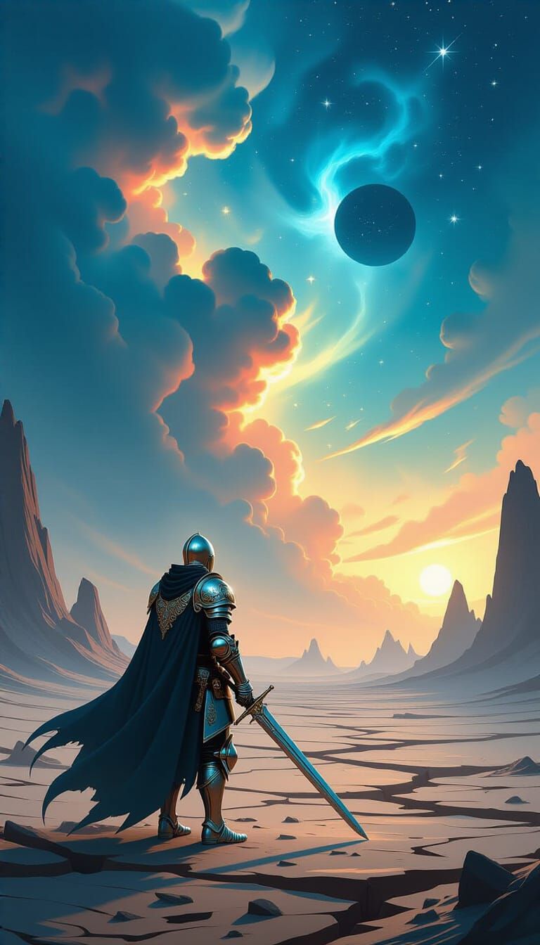 Knight on Alien Planet in Hyper-Detailed Digital Painting