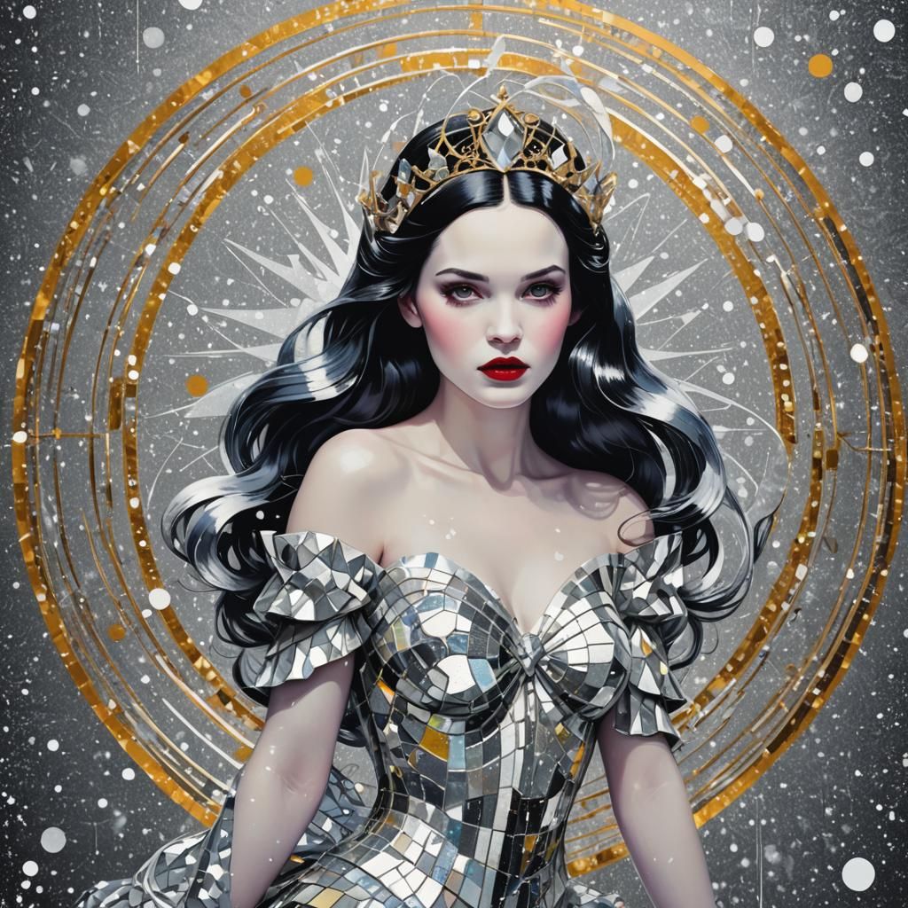 Snow White Space Mermaid in Pop Art Style