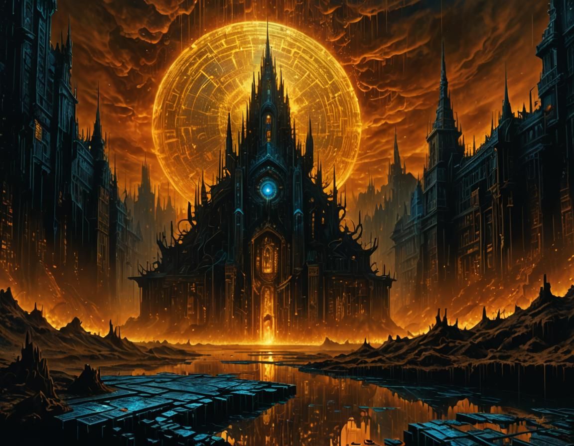 Encaustic Alcohol Ink Art: Dark Fantasy Digital Matrix