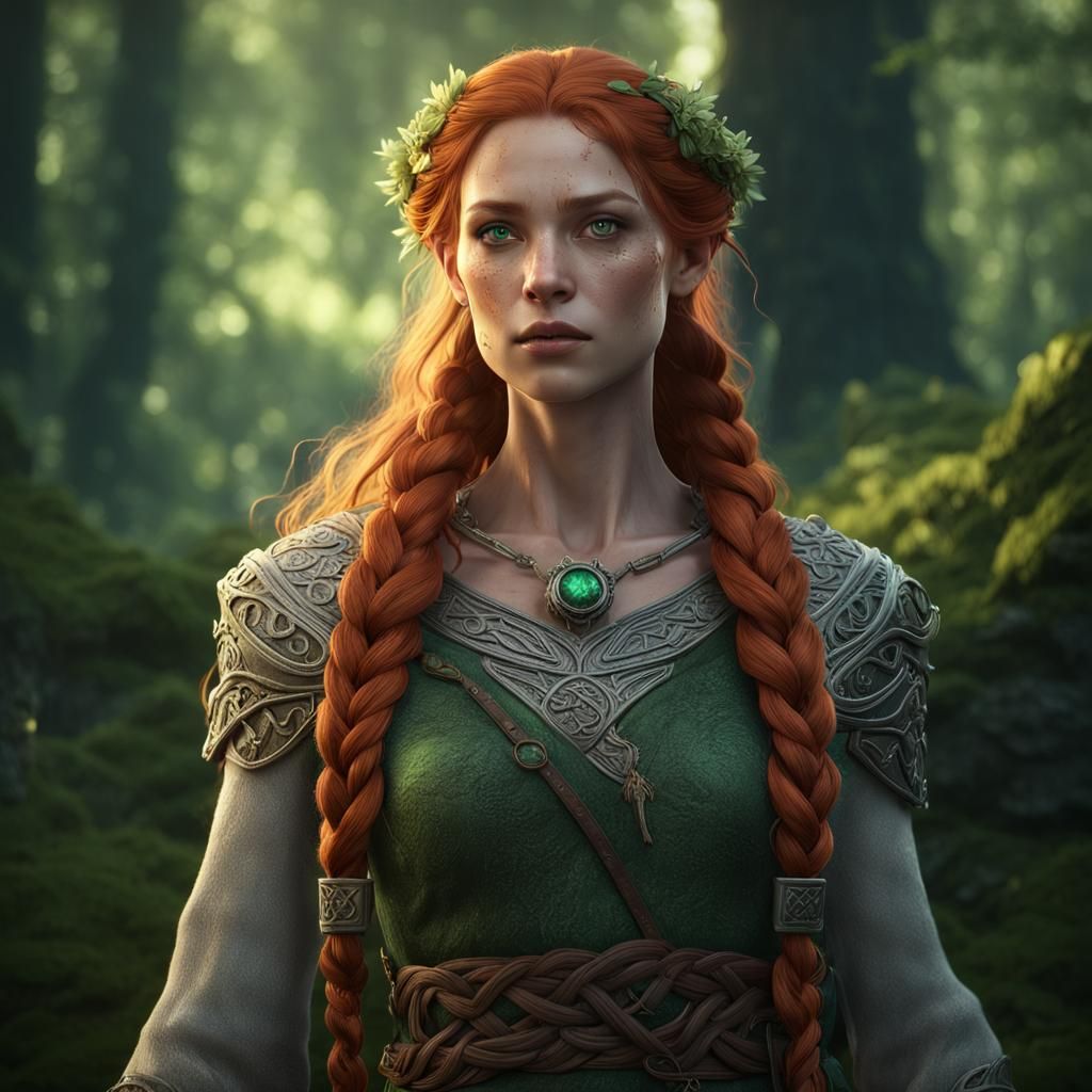 Celtic Princess in Mystical Forest: 3D Game Cinematic