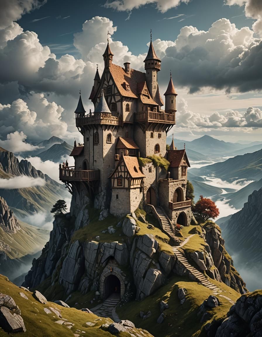 Whimsical Medieval Lair on Mountain Top