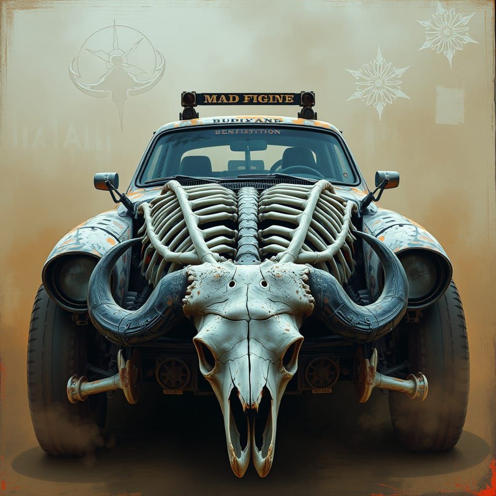 Mad Max Skeleton Car with Buffalo Skull