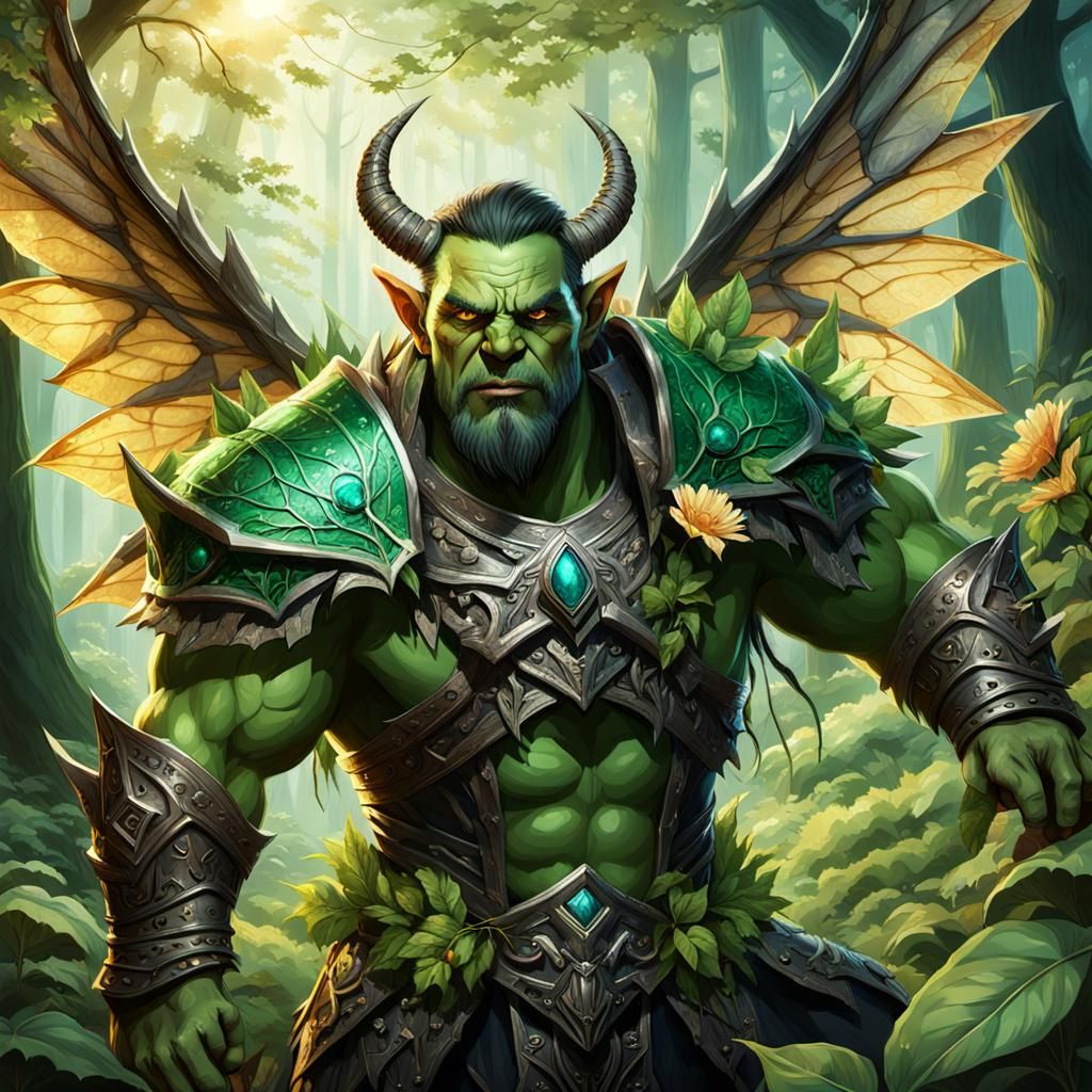 Half-Orc Fairy in Forest Glade: Fantasy Portrait