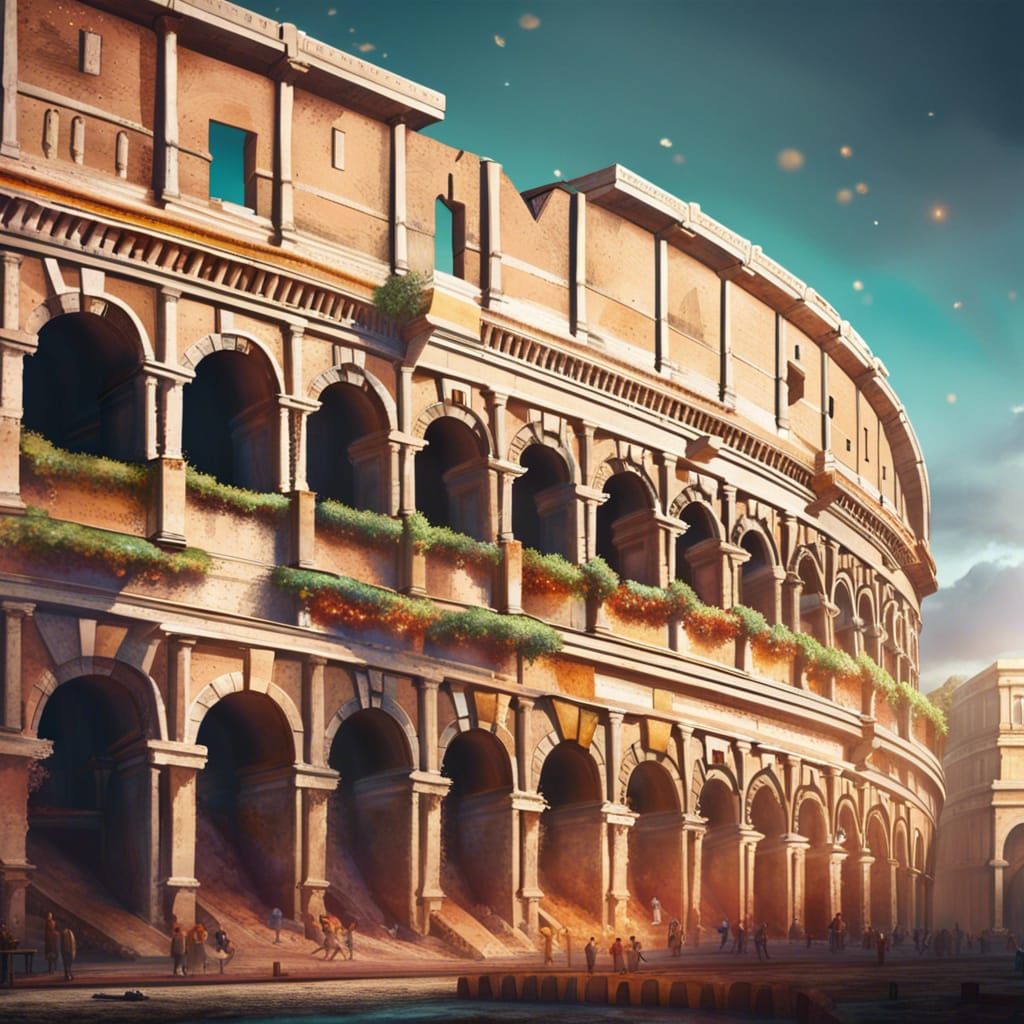 Ancient Roman Colosseum Construction: Hyperrealistic Concept...