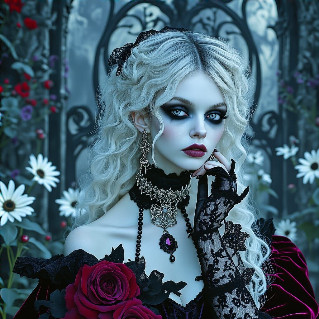 Gothic Woman in Dreamscape: Cinematic Lighting