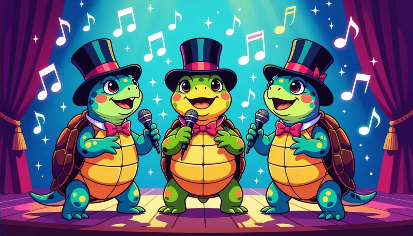 Singing Turtles at the Opry: Whimsical Digital Art