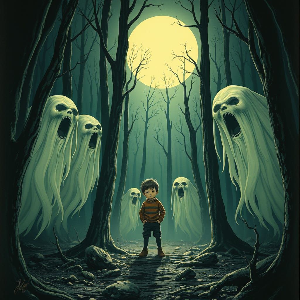 Eerie Forest Encounter: Banshees Beckon a Boy