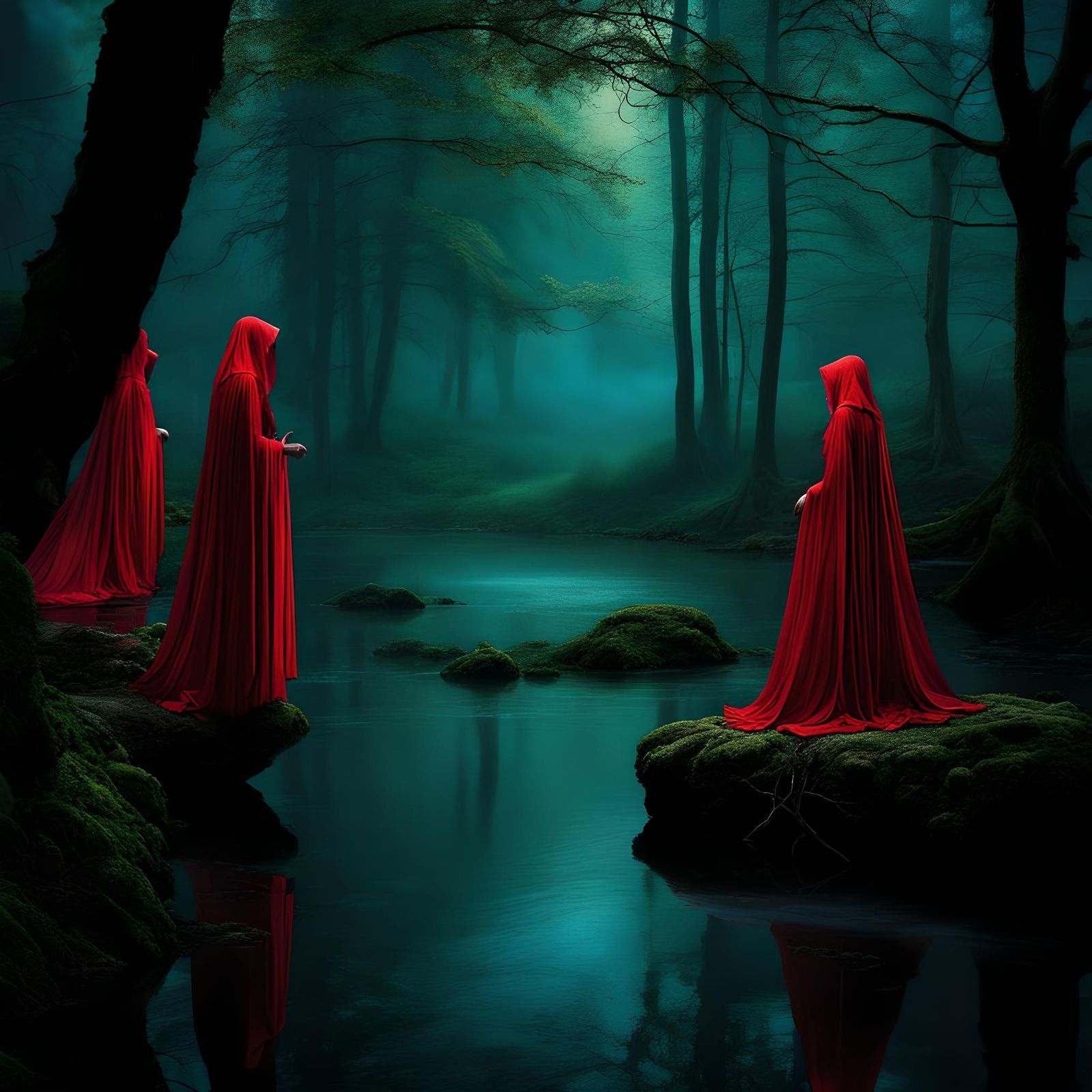 Eerie Nymphs Dance in a Pre-Raphaelite Forest