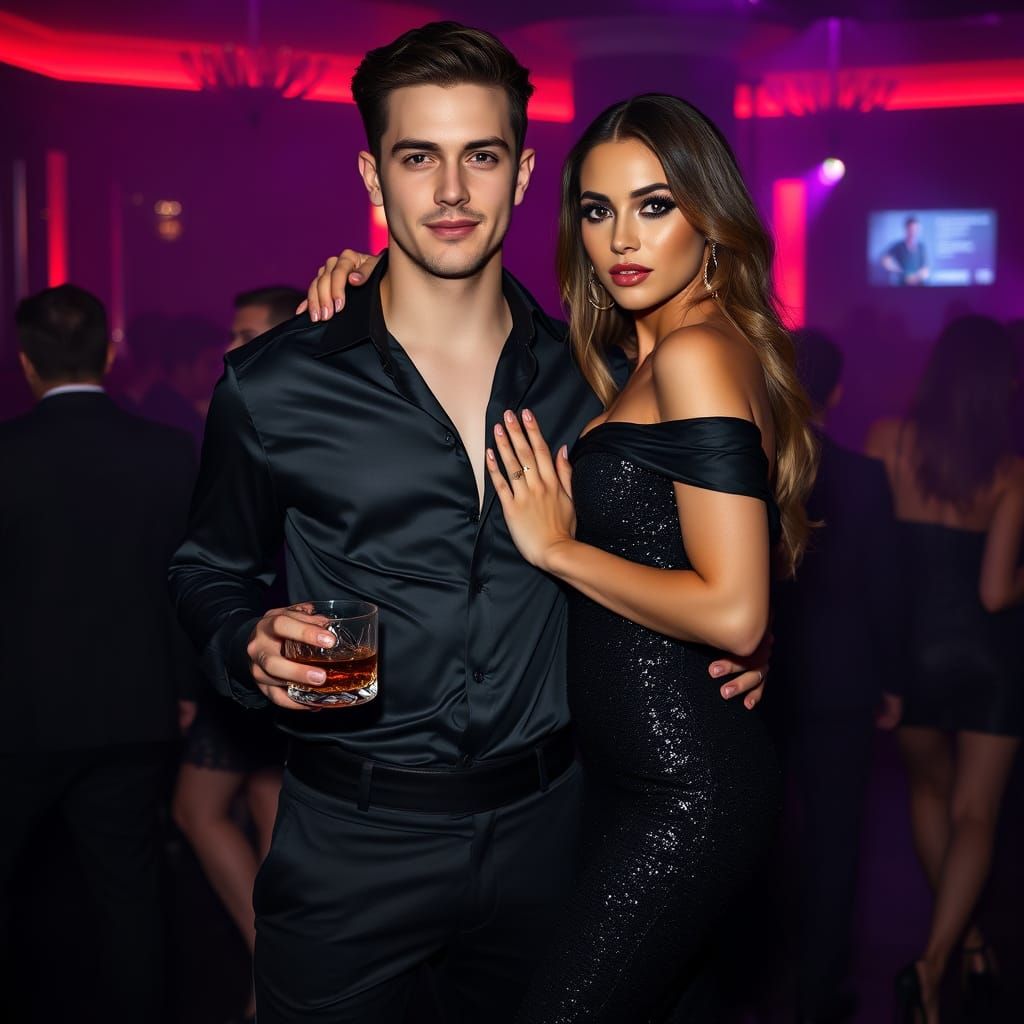 Nightclub Scene with Man and Woman in Cinematic Style