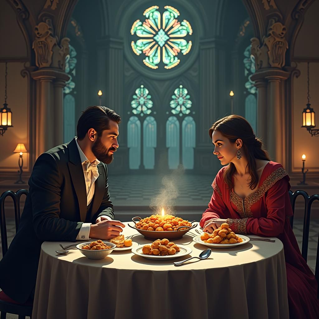 Worlds Collide: A Lavish Feast in a Mystical Hall