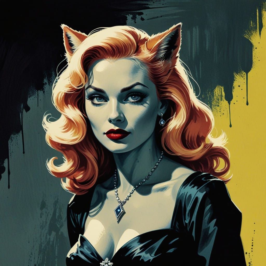 Film Noir Vampire Vixen in Analogous Colors
