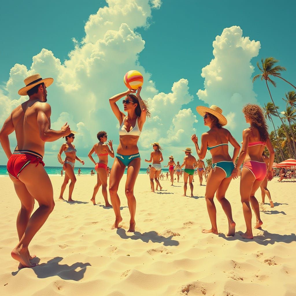 Summer Beach Volleyball Fun in Florida Sun