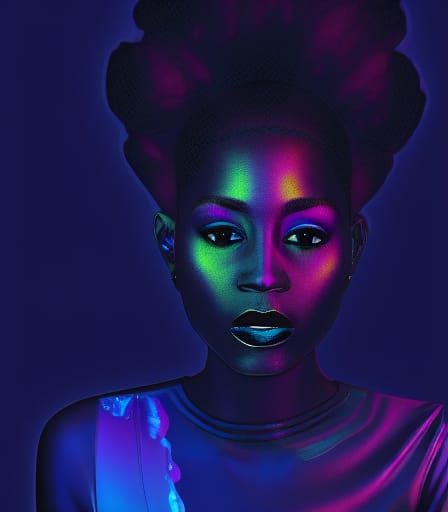 Black Woman with Cotton Candy Hair in Astral Art