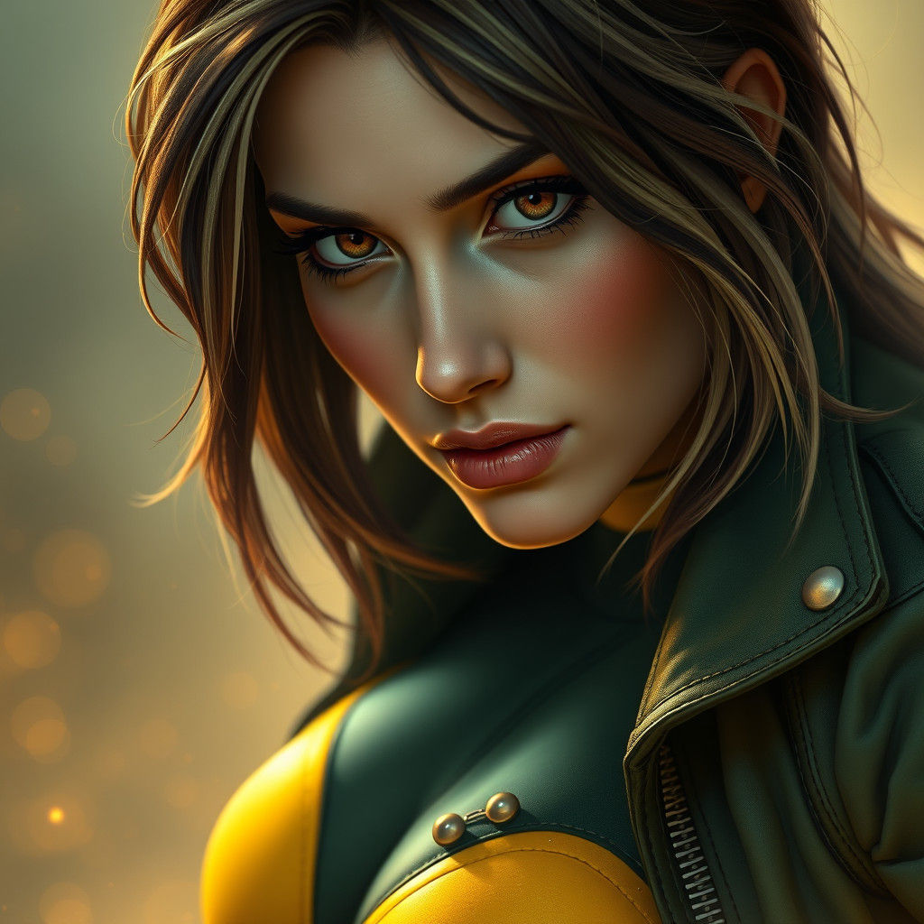 X-Men's Rogue Portrait in Fantasy Illustration Style