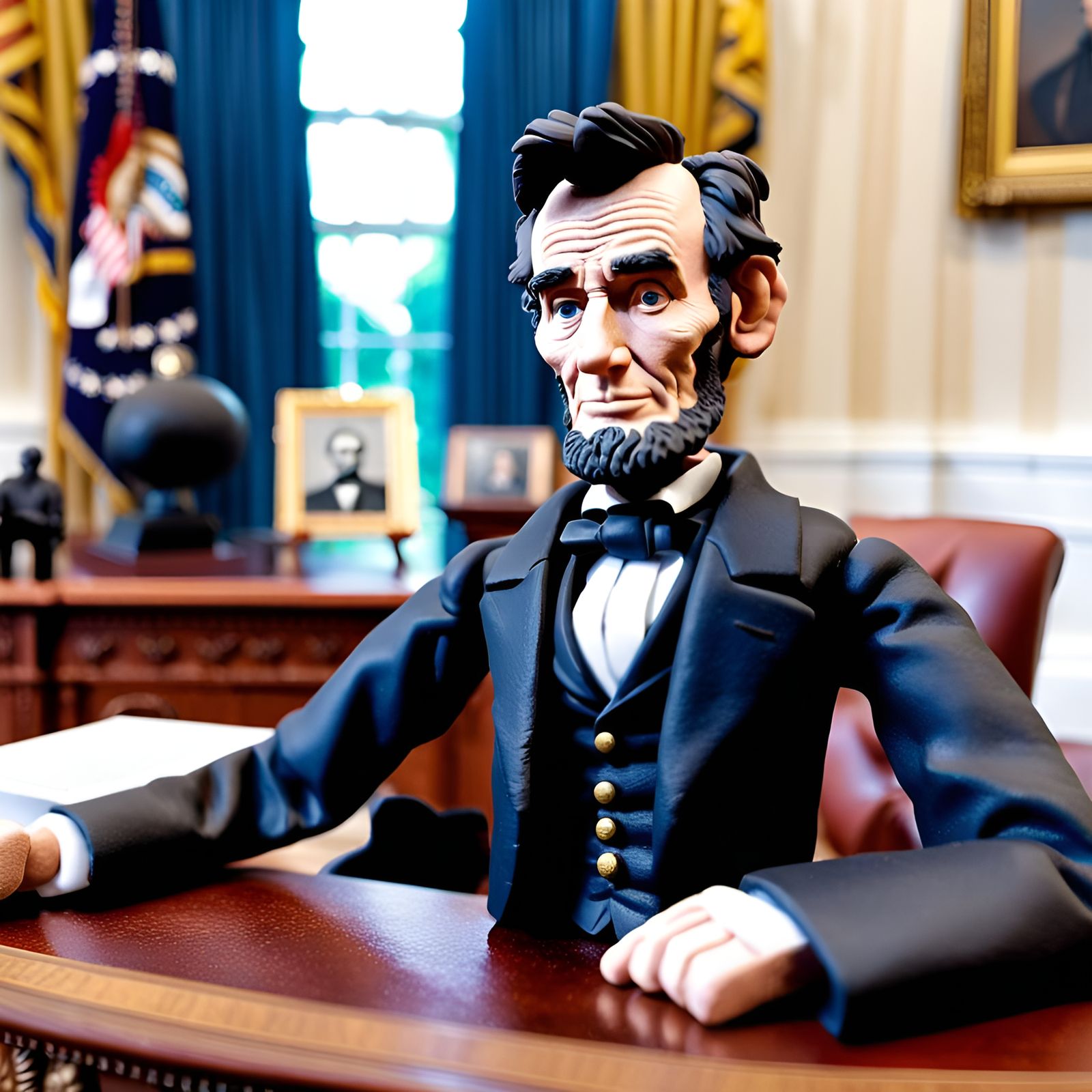 Claymation Abraham Lincoln in Oval Office