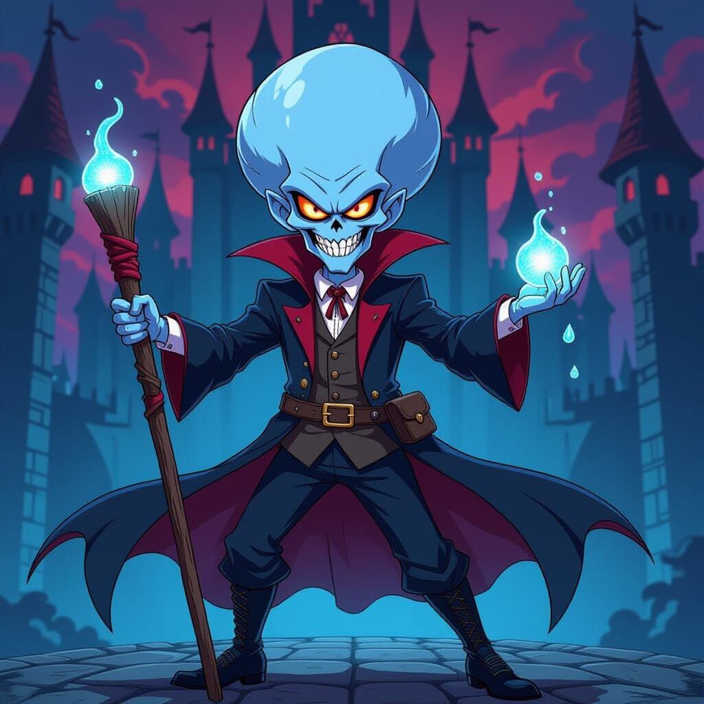 Squidward Tentacles as Vampire Slayer in Gothic Style