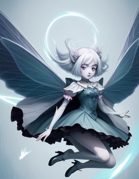 Ghostly Moth Fairy in Anime Style