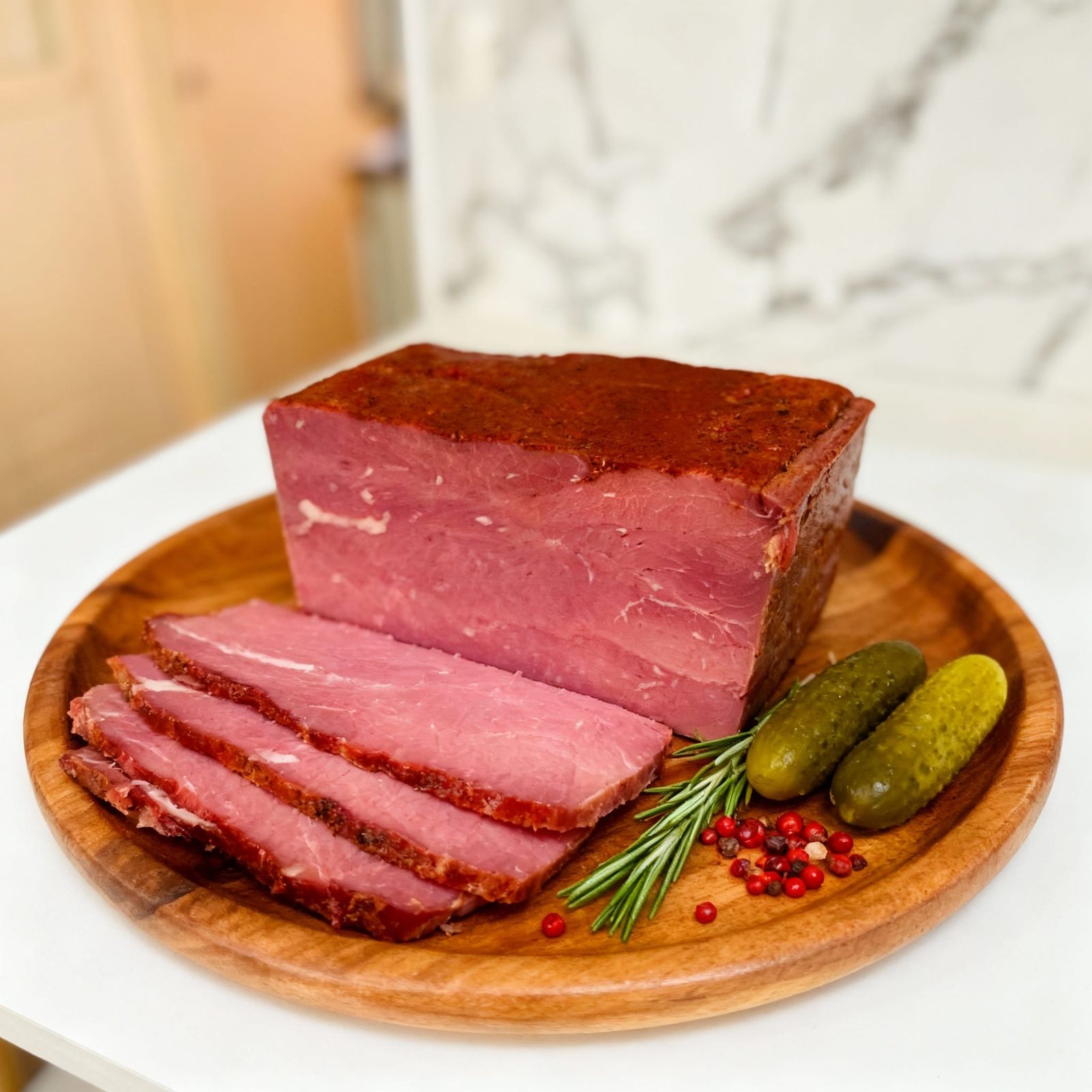 Pastrami Platter with Pickles and Rosemary