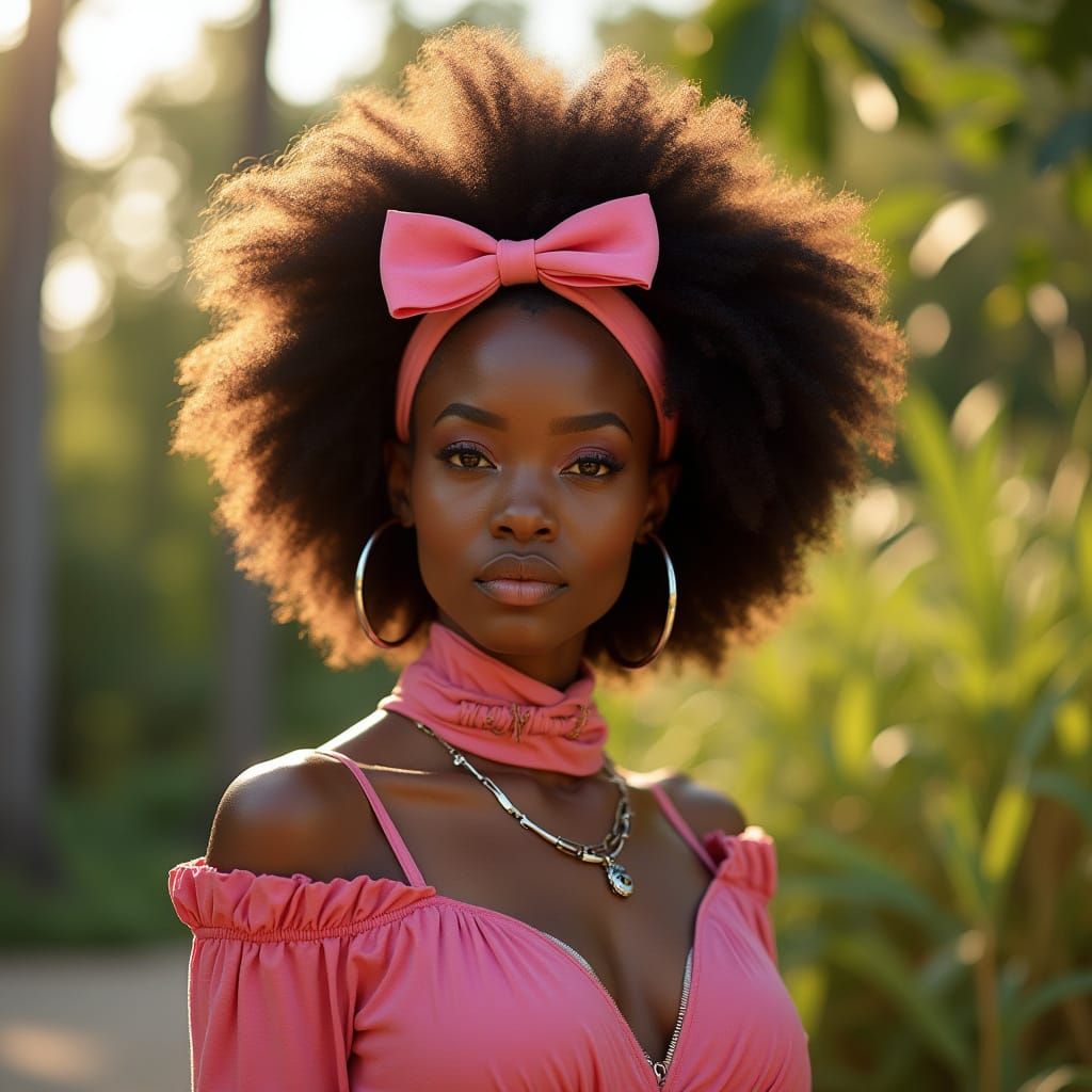Igbo Woman in Bio-Futurist Fashion, Golden Hour Portrait