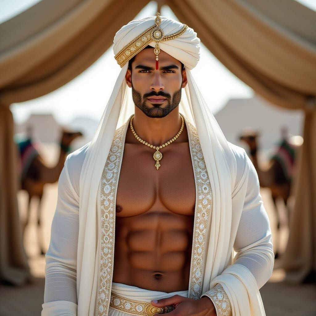 Photorealistic Image of Muscular Indian Man in Thobe
