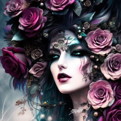 Epic Black Roses Dreamcore Matte Painting