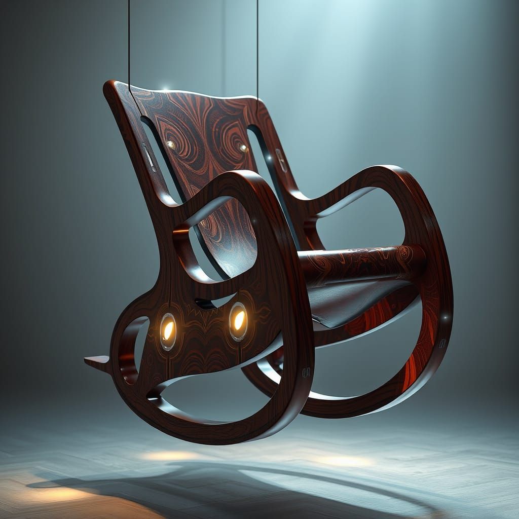Futuristic Floating Rocking Chair with Luminescent Accents