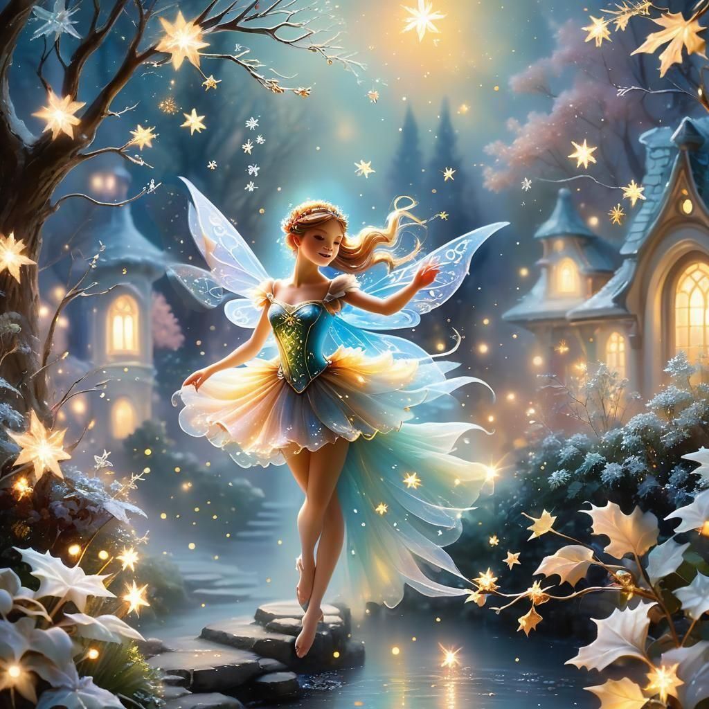 Ethereal Fairy Dance in Winter Moonlight