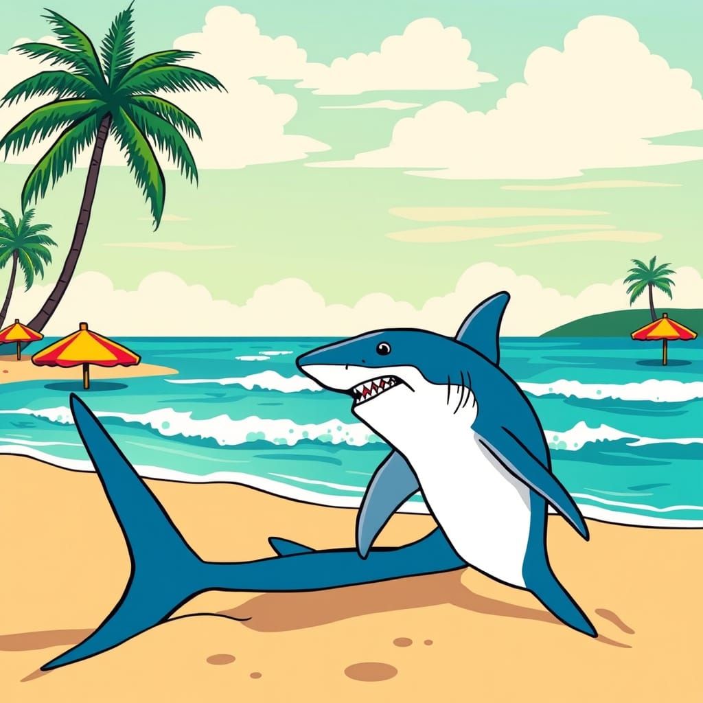 Vibrant Shark in Beachside Sneakers