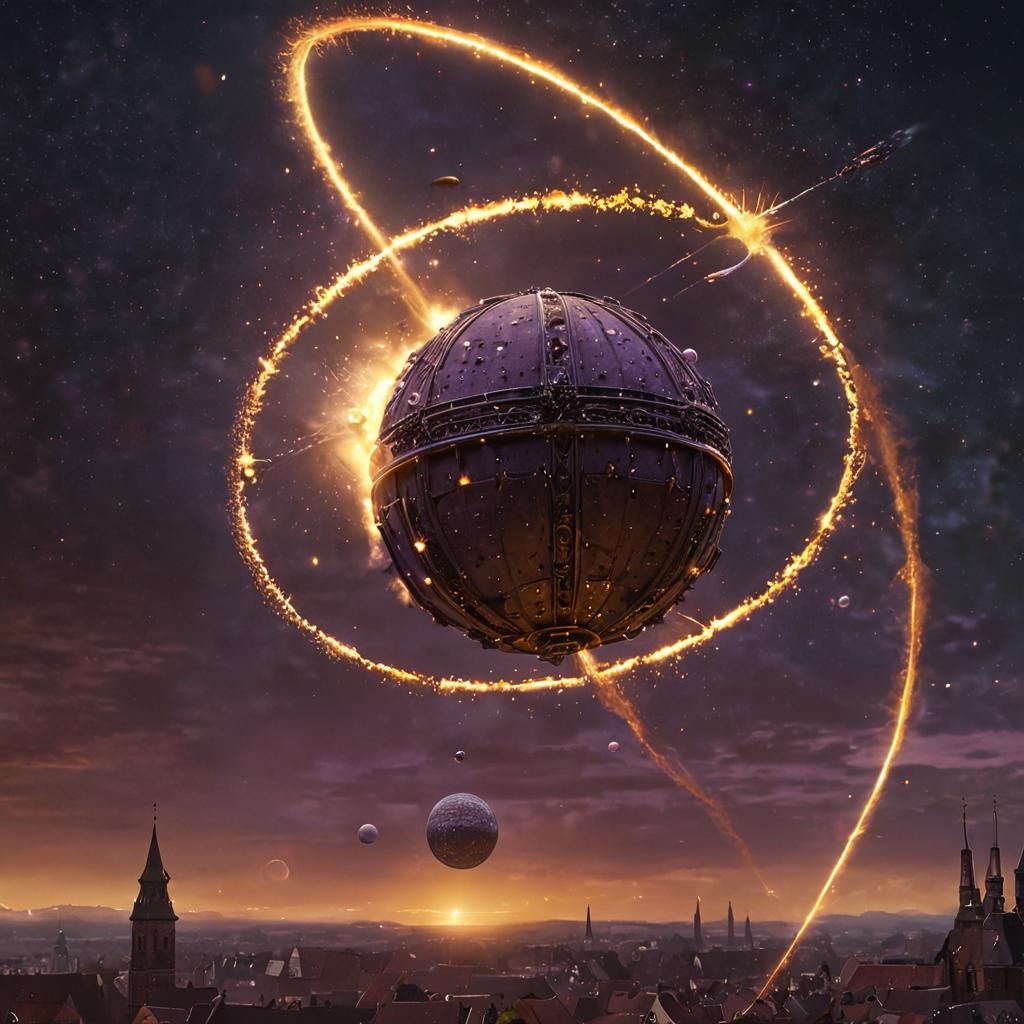 Nuremberg Celestial Phenomenon: Metal Orbs in Volumetric Sky