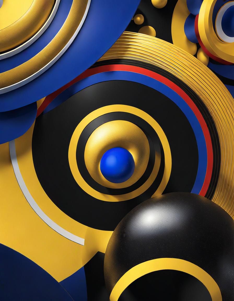 Surrealistic Abstract Painting in Bold Yellow and Black