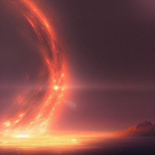 Epic Orange Galaxy Digital Matte Painting