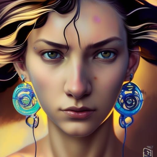 Detailed Portrait of a Girl with Shaved Head