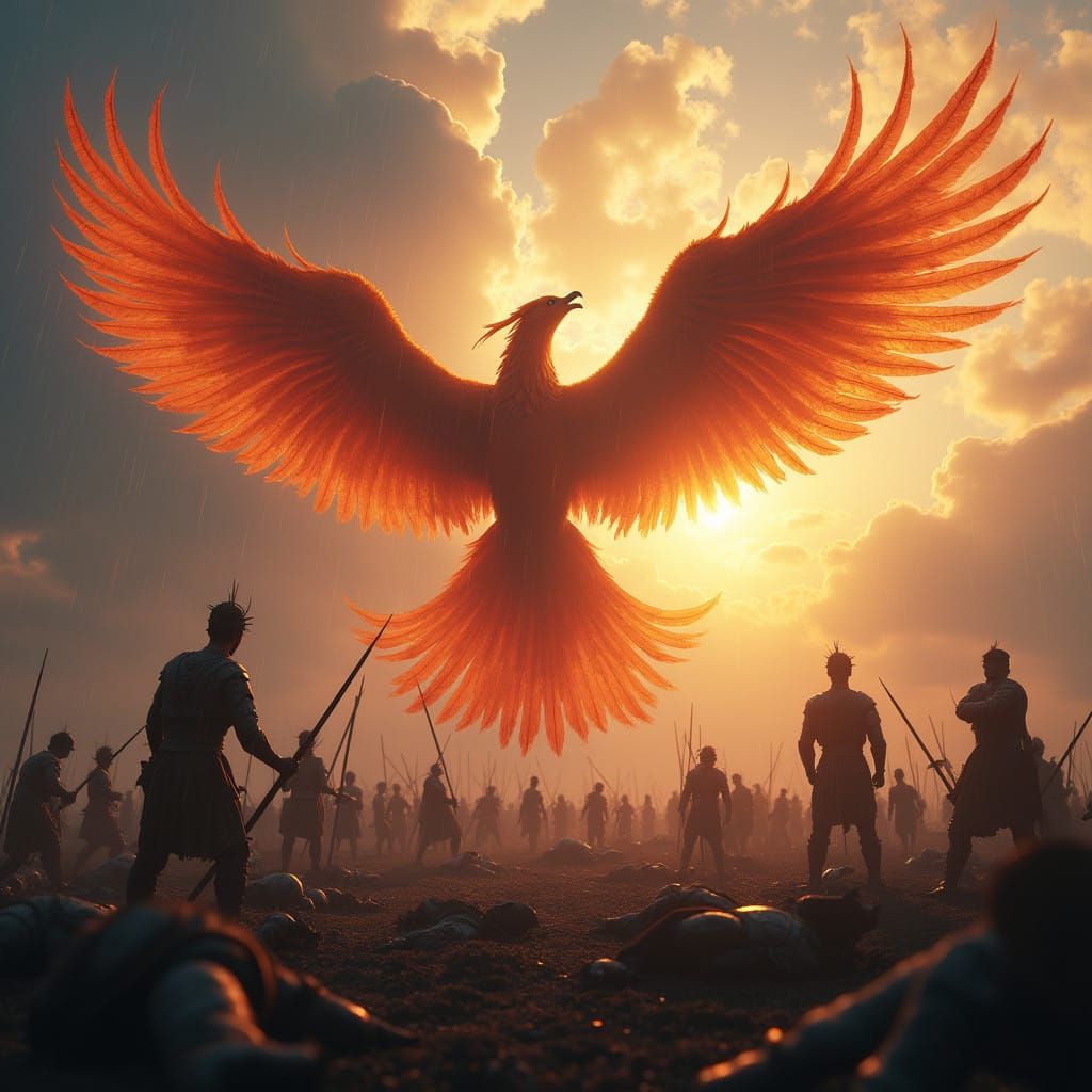 Majestic Phoenix Rises Above Battlefield