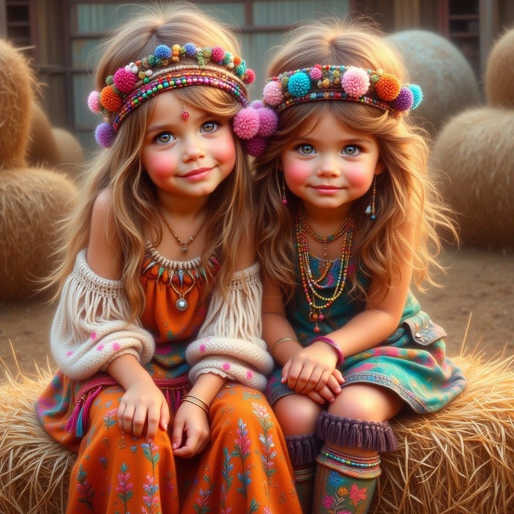Cheeky Sisters in Boho Style on a Farm