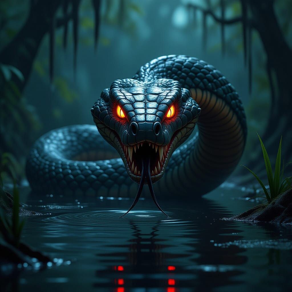 Swamp Serpent with Glowing Eyes