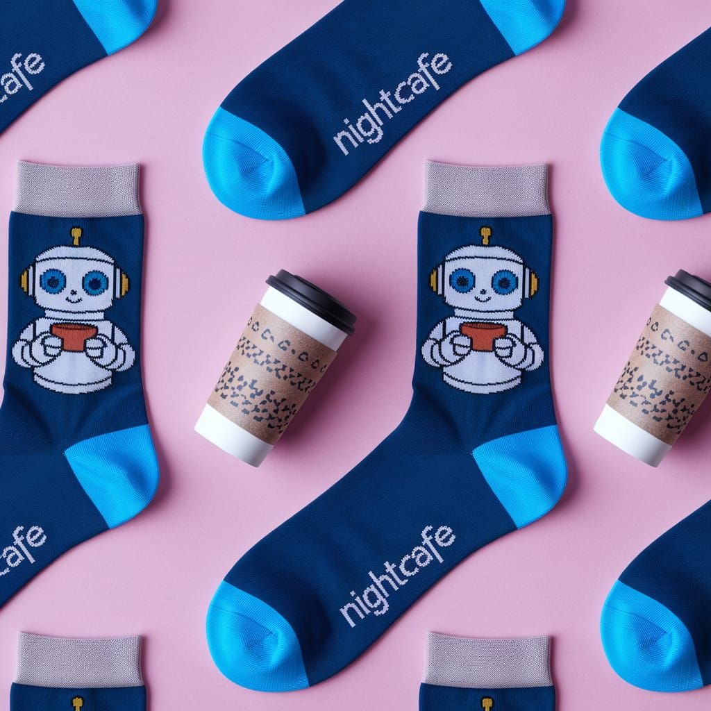 Cute Robot Coffee Pattern for Socks in Modern Style