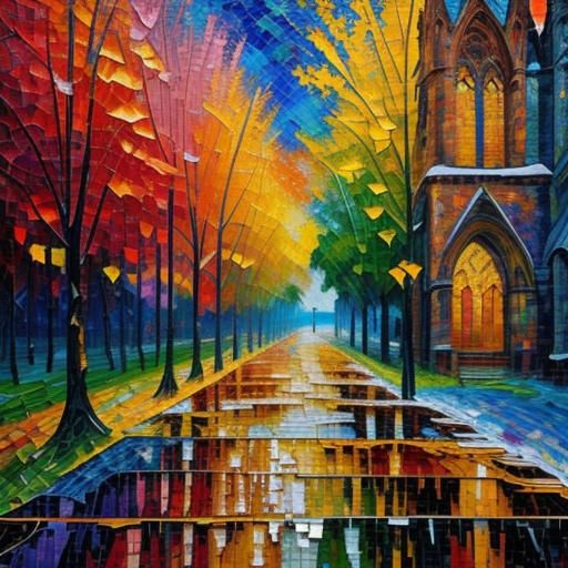 Majestic Cathedral in Mosaic Patchwork Landscape