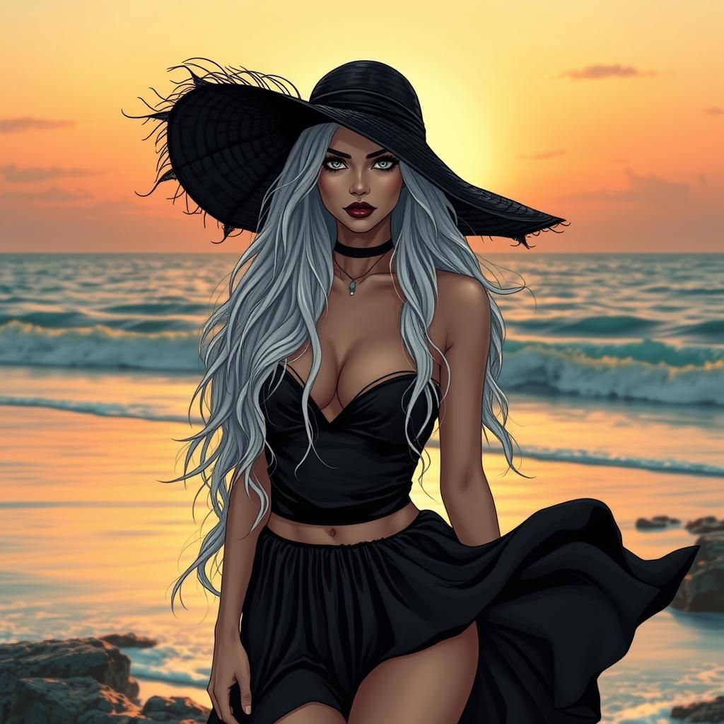 breathtaking woman, bright eyes, long luscious white hair, p...