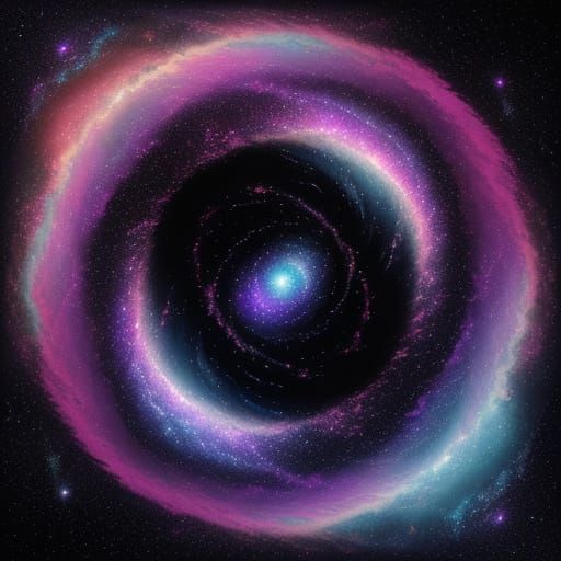 Cosmic Landscape with Swirling Nebulae and Distant Stars